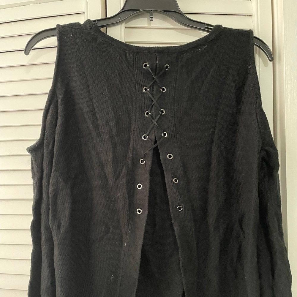 Aqua, S, Back lace up sweater